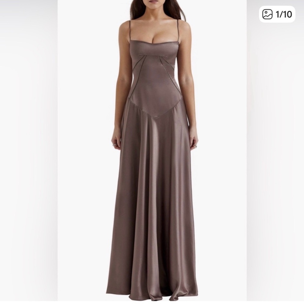 House of cb Anabella Lace-Up Satin Gown B2491
